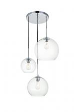 Elegant Lighting LD2218C - Baxter 3 Lights Chrome Pendant With Clear Glass