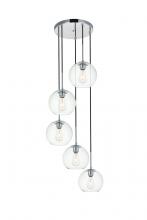 Elegant Lighting LD2226C - Baxter 5 Lights Chrome Pendant With Clear Glass