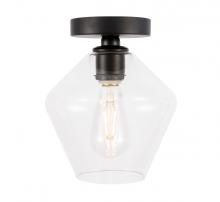 Elegant Lighting LD2254BK - Gene 1 light Black and Clear glass Flush mount