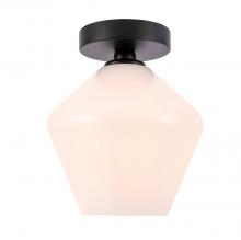 Elegant Lighting LD2255BK - Gene 1 light Black and Frosted white glass Flush mount