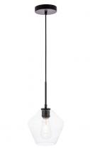 Elegant Lighting LD2256BK - Gene 1 light Black and Clear glass pendant