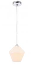 Elegant Lighting LD2257C - Gene 1 Light Chrome and Frosted White Glass Pendant