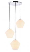 Elegant Lighting LD2259C - Gene 3 light Chrome and Frosted white glass pendant