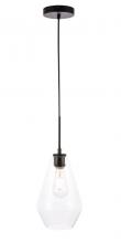 Elegant Lighting LD2260BK - Gene 1 light Black and Clear glass pendant