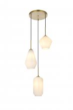 Elegant Lighting LD2269SG - Gene 17.5 Inch Pendant Frosted White in Satin Gold