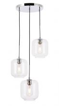 Elegant Lighting LD2274C - Collier 3 Light Chrome and Clear Glass Pendant