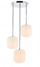 Elegant Lighting LD2275C - Collier 3 Light Chrome and Frosted White Glass Pendant
