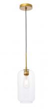Elegant Lighting LD2276BR - Collier 1 light Brass and Clear glass pendant