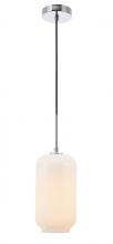 Elegant Lighting LD2277C - Collier 1 Light Chrome and Frosted White Glass Pendant