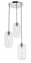 Elegant Lighting LD2278C - Collier 3 light Chrome and Clear glass pendant