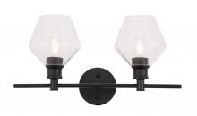 Elegant Lighting LD2312BK - Gene 2 light Black and Clear glass Wall sconce
