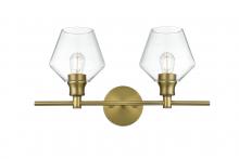 Elegant Lighting LD2312SG - Gene 2 Light Satin Gold and Clear Glass Wall Sconce