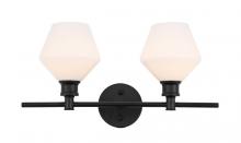 Elegant Lighting LD2313BK - Gene 2 light Black and Frosted white glass Wall sconce