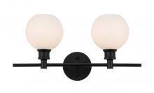 Elegant Lighting LD2315BK - Collier 2 light Black and Frosted white glass Wall sconce