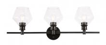 Elegant Lighting LD2316BK - Gene 3 light Black and Clear glass Wall sconce