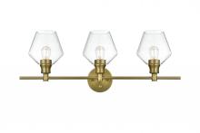 Elegant Lighting LD2316SG - Gene 3 Light Satin Gold and Clear Glass Wall Sconce