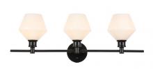 Elegant Lighting LD2317BK - Gene 3 light Black and Frosted white glass Wall sconce