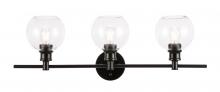 Elegant Lighting LD2318BK - Collier 3 light Black and Clear glass Wall sconce
