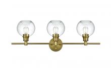 Elegant Lighting LD2318SG - Collier 3 Light Satin Gold and Clear Glass Wall Sconce