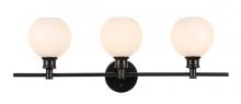 Elegant Lighting LD2319BK - Collier 3 light Black and Frosted white glass Wall sconce