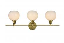 Elegant Lighting LD2319SG - Collier 3 Light Satin Gold and Frosted White Glass Wall Sconce