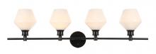 Elegant Lighting LD2321BK - Gene 4 light Black and Frosted white glass Wall sconce