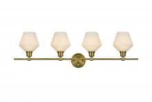 Elegant Lighting LD2321SG - Gene 4 Light Satin Gold and Frosted White Glass Wall Sconce