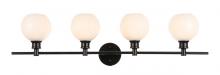 Elegant Lighting LD2323BK - Collier 4 light Black and Frosted white glass Wall sconce
