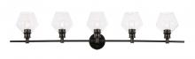 Elegant Lighting LD2324BK - Gene 5 light Black and Clear glass Wall sconce