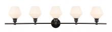 Elegant Lighting LD2325BK - Gene 5 light Black and Frosted white glass Wall sconce