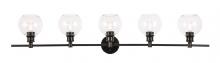 Elegant Lighting LD2326BK - Collier 5 light Black and Clear glass Wall sconce