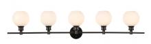 Elegant Lighting LD2327BK - Collier 5 light Black and Frosted white glass Wall sconce
