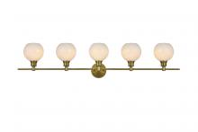 Elegant Lighting LD2327SG - Collier 5 Light Satin Gold and Frosted White Glass Wall Sconce