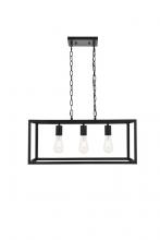Elegant Lighting LD4063D25BK - Resolute 3 light black Pendant