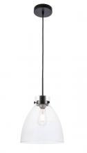Elegant Lighting LD5029D11BK - Frey 1 light Black and Clear glass pendant