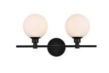 Elegant Lighting LD7317W19BLK - Cordelia 2 light Black and frosted white Bath Sconce