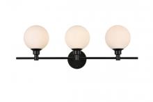 Elegant Lighting LD7317W28BLK - Cordelia 3 light Black and frosted white Bath Sconce