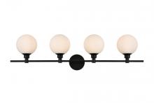 Elegant Lighting LD7317W38BLK - Cordelia 4 light Black and frosted white Bath Sconce