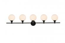 Elegant Lighting LD7317W47BLK - Cordelia 5 light Black and frosted white Bath Sconce