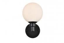 Elegant Lighting LD7317W6BLK - Cordelia 1 light Black and frosted white Bath Sconce