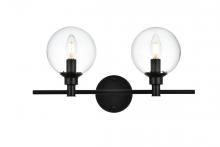 Elegant Lighting LD7318W19BLK - Jaelynn 2 light Black and Clear Bath Sconce