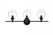Elegant Lighting LD7318W28BLK - Jaelynn 3 light Black and Clear Bath Sconce