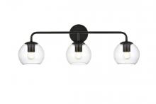 Elegant Lighting LD7321W28BLK - Genesis 3 light Black and Clear Bath Sconce