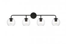 Elegant Lighting LD7321W37BLK - Genesis 4 light Black and Clear Bath Sconce
