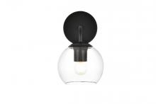 Elegant Lighting LD7321W6BLK - Genesis 1 light Black and Clear Bath Sconce