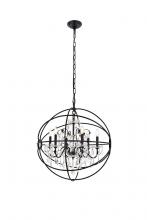 Elegant Lighting LD8801D25BK - Cordelia 6 Light black Crystal Pendant