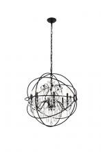 Elegant Lighting LD8801D32BK - Cordelia 8 Light black Crystal Pendant
