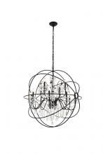 Elegant Lighting LD8801D43BK - Cordelia 12 Light black Crystal Pendant