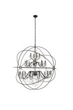 Elegant Lighting LD8801D60BK - Cordelia 24 Light black Crystal Pendant