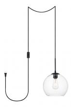 Elegant Lighting LDPG2212BK - Baxter 1 Light Black plug-in Pendant With Clear Glass